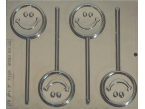 Smiley Face Chocolate Lollipop Mould 4 Cavity